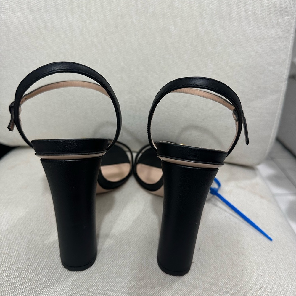 Gucci Marmont GG Black Leather Heeled Sandal size 40 Authentic Classic - Picture 8 of 9